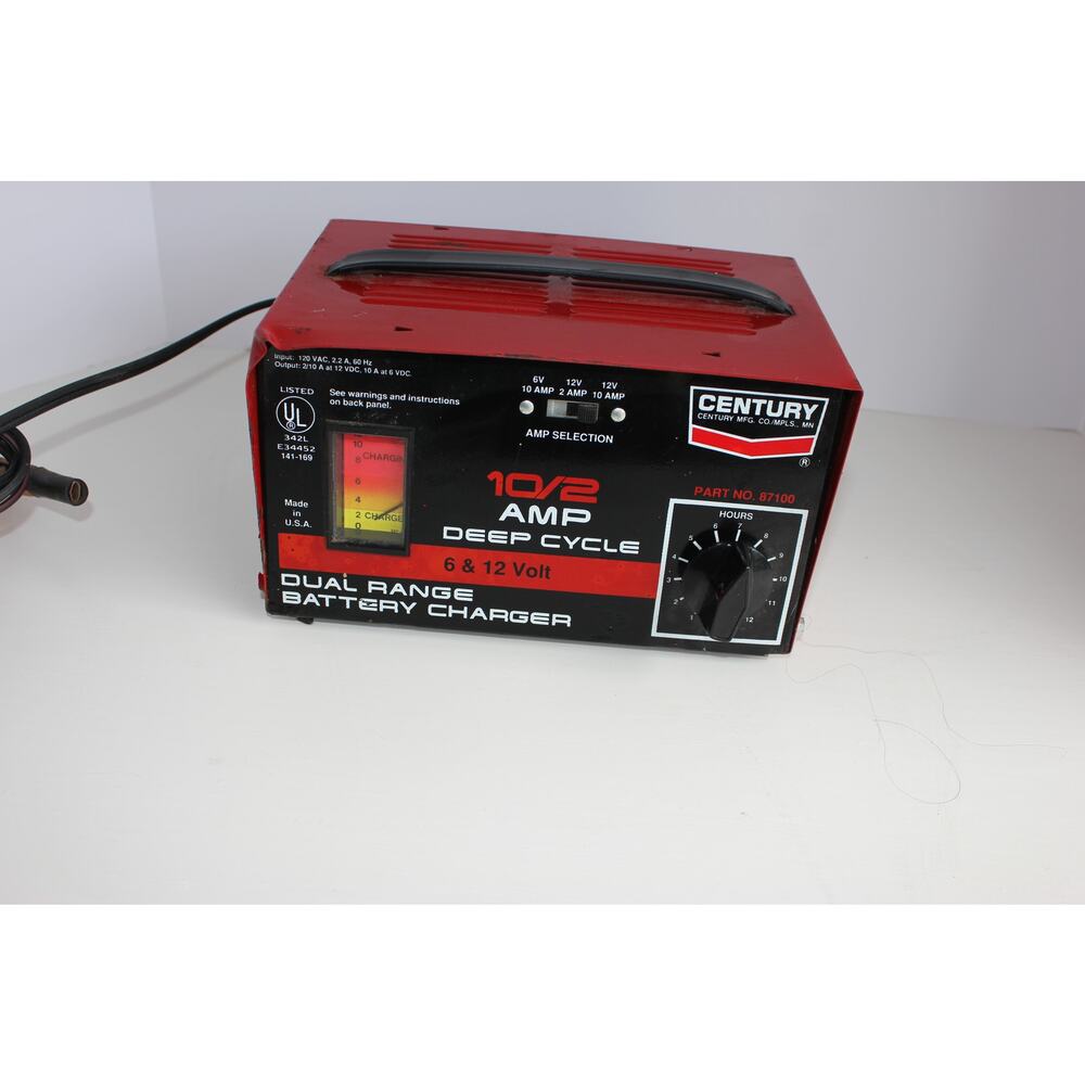 Century 87100 Dual Range Battery Charger 6/12V 10/2 Amps USA Tested W/ Powercord